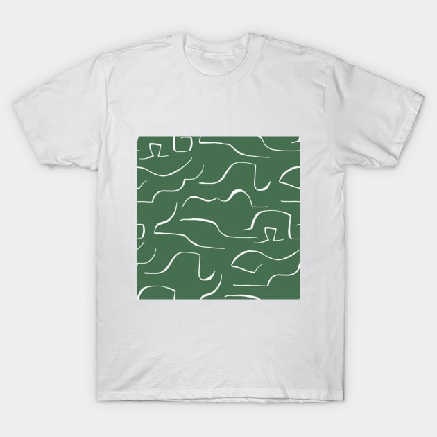 Dark green color wavey pattern T-Shirt by Shineyarts